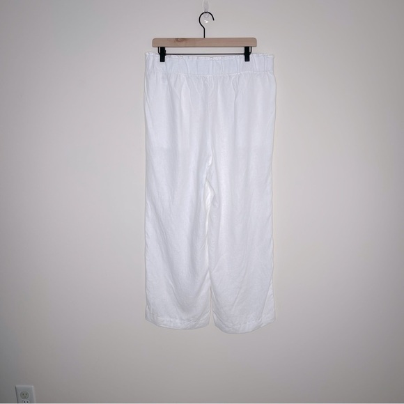 TALBOTS NANTUCKET WASHED LINEN WIDE LEG PANTS IN WHITE pockets summer vacation - Picture 5 of 9
